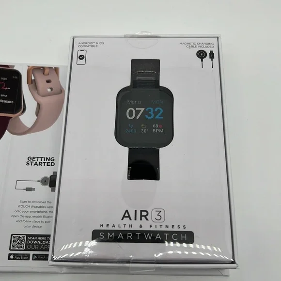 ITOUCH Air Unisex Heart Rate Black Strap Smart Watch 44mm